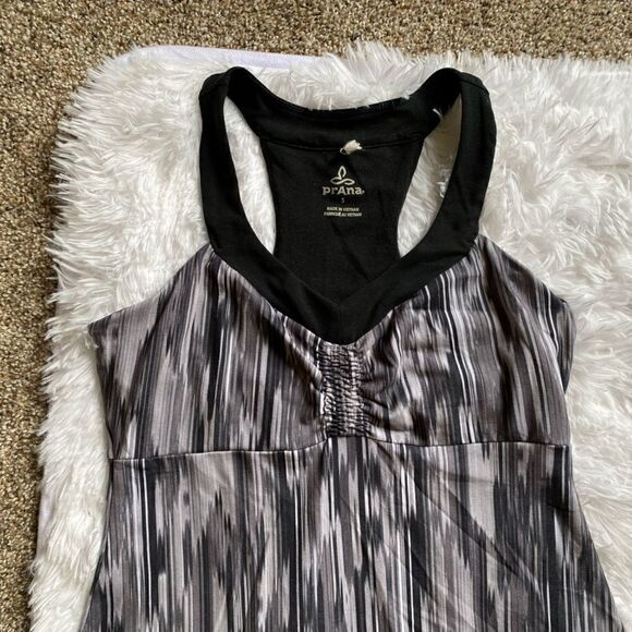 Prana Rainblur Shauna Racerback Black White Sleeveless Dress Size Small - Picture 3 of 7